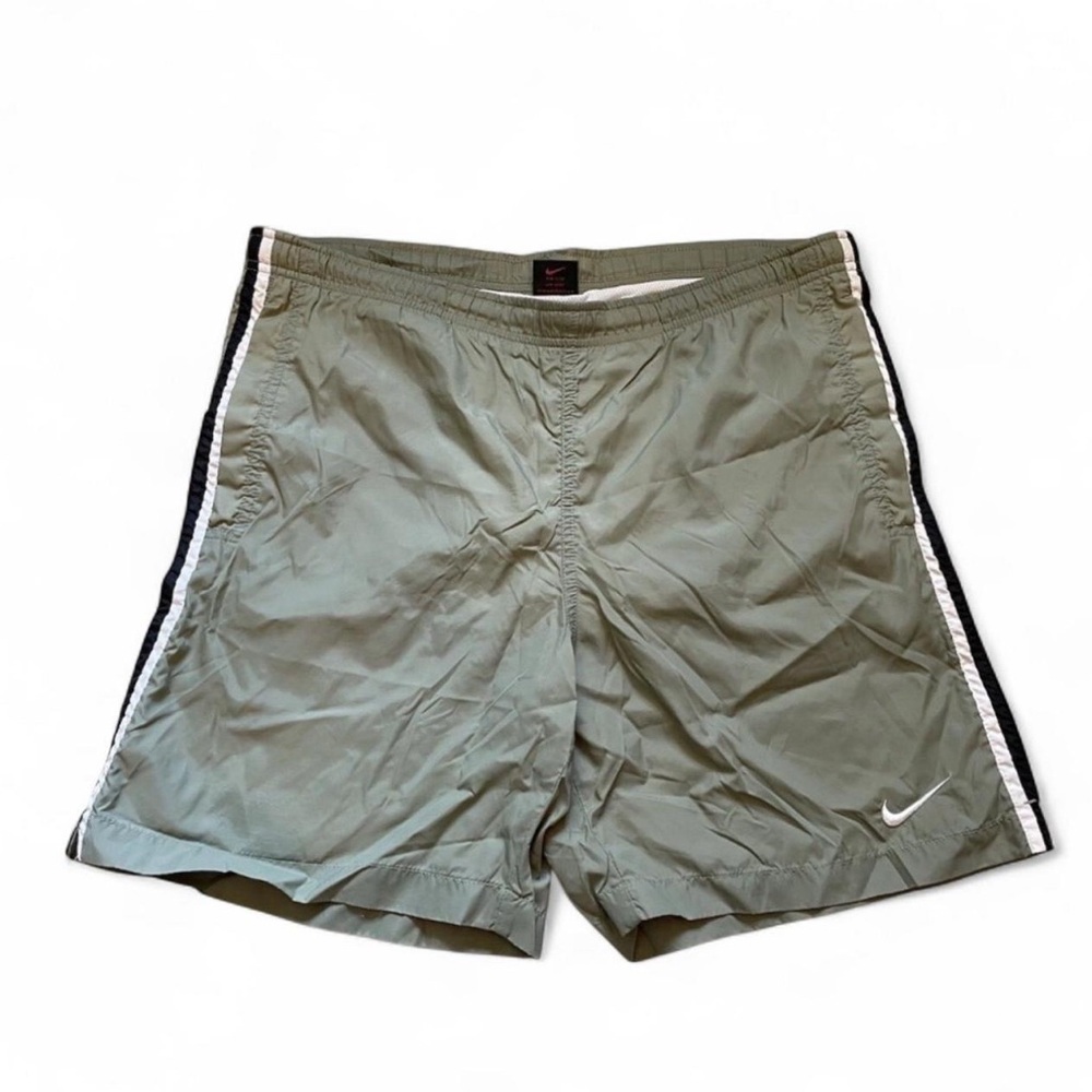 Vintage 90s Nike Swim Shorts Men's Small Lined Pockets Swoosh Sage Green